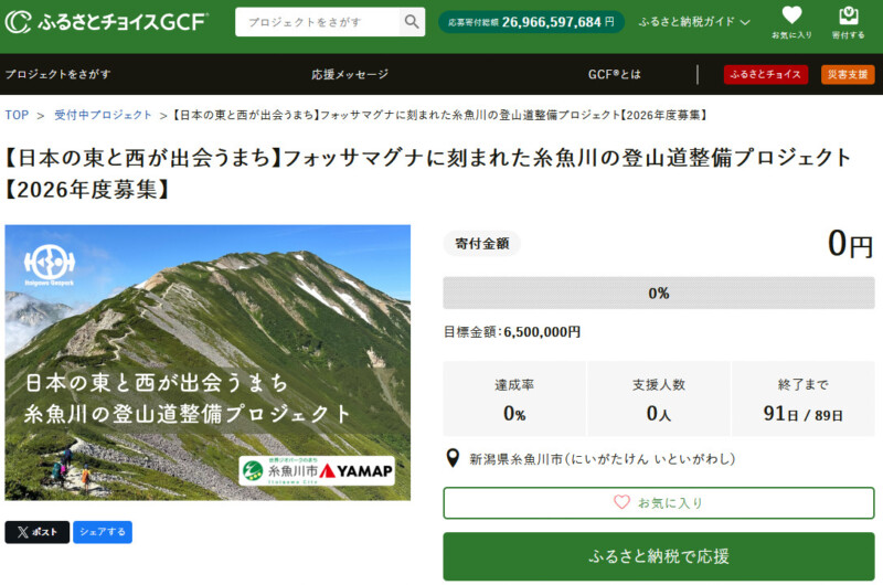登山道整備クラウドファンディング2026
